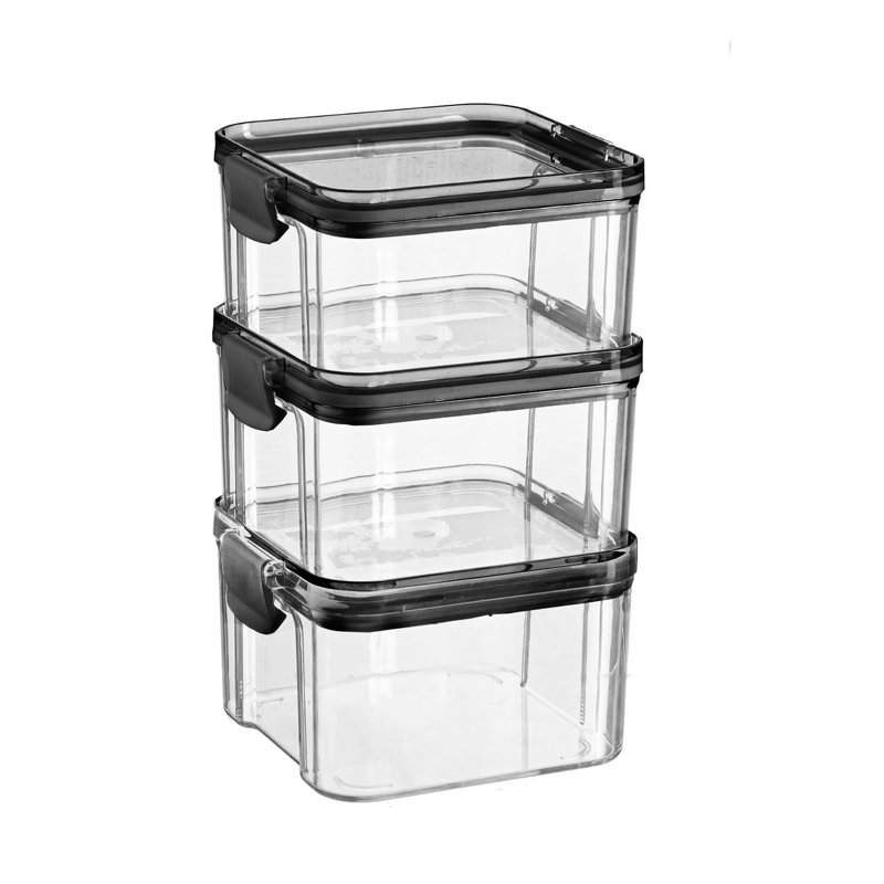 Argon Tableware 460ml Food Storage Containers - Set of 3, Black