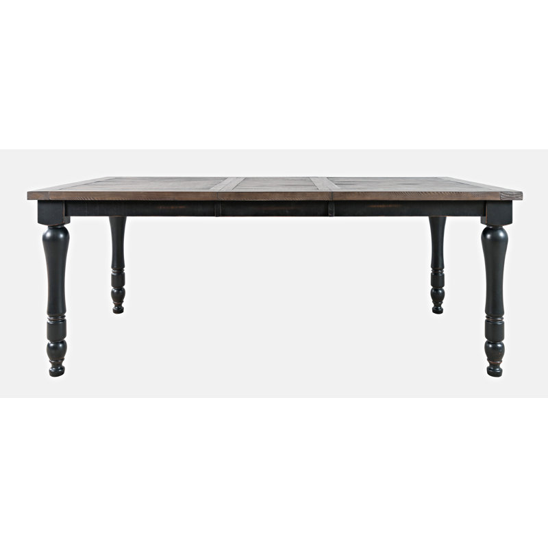 Karley Extendable Pine Solid Wood Dining Table, Vintage Black