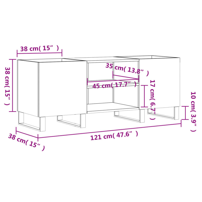48cm H Media Cabinet, Grey Sonoma