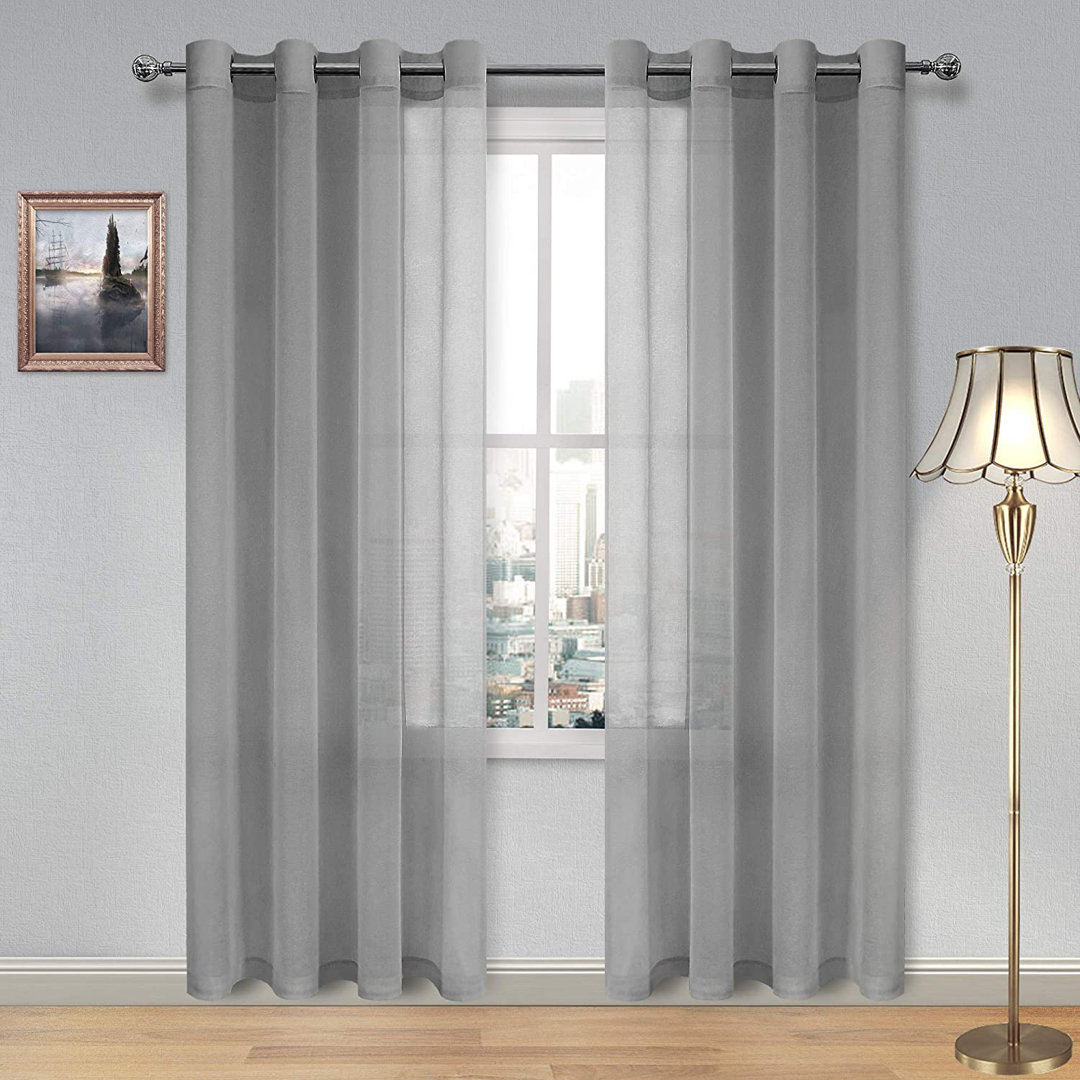Jakyriah Solid Sheer Thermal Rod Pocket Curtain Panels (Set of 2) Gracie Oaks Curtain 