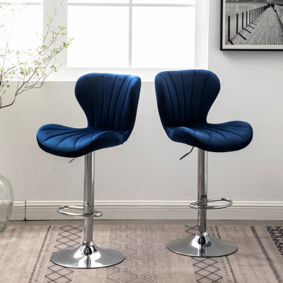 2 pièces, revêtement bleu, hauteur réglable et pivot, rembourrage en mousse épaisse, design moderne et chic avec des formes gracieuses, hauteur ajustable 2 - rembourré