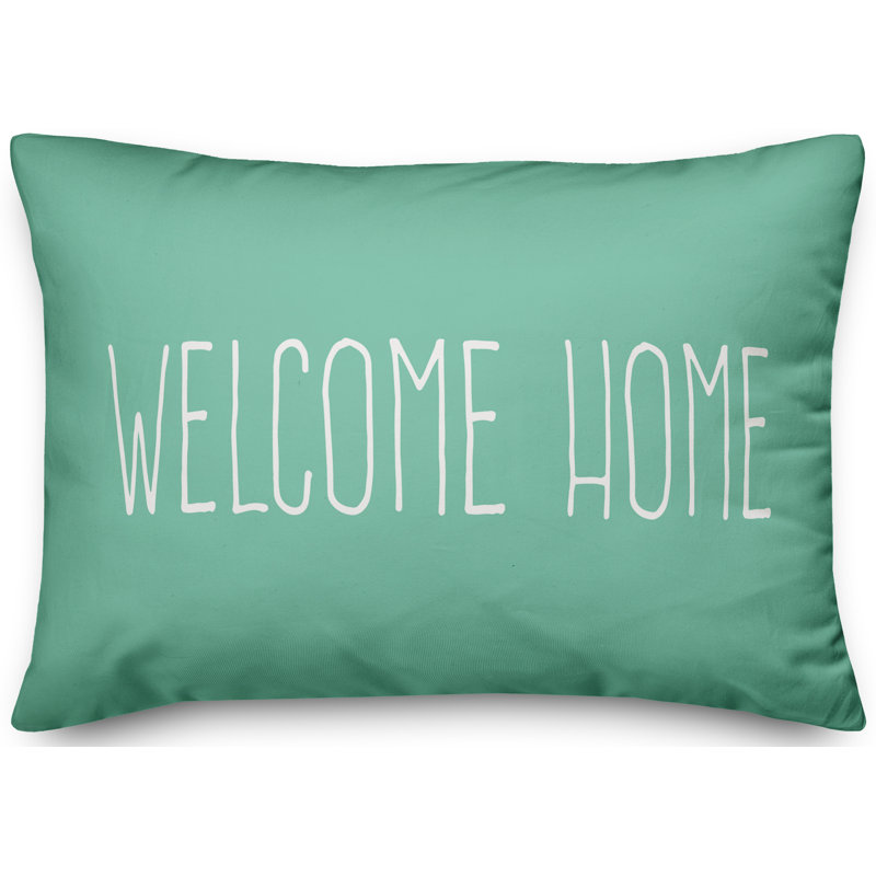  Welcome Home Indoor/Outdoor Lumbar Pillow, Mint Green