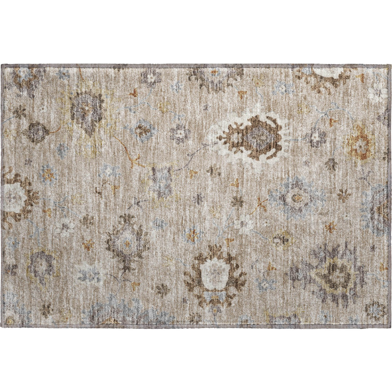 Premium Machine Washable Prisco Taupe Rug, Rectangle 1'8" x 2'6"