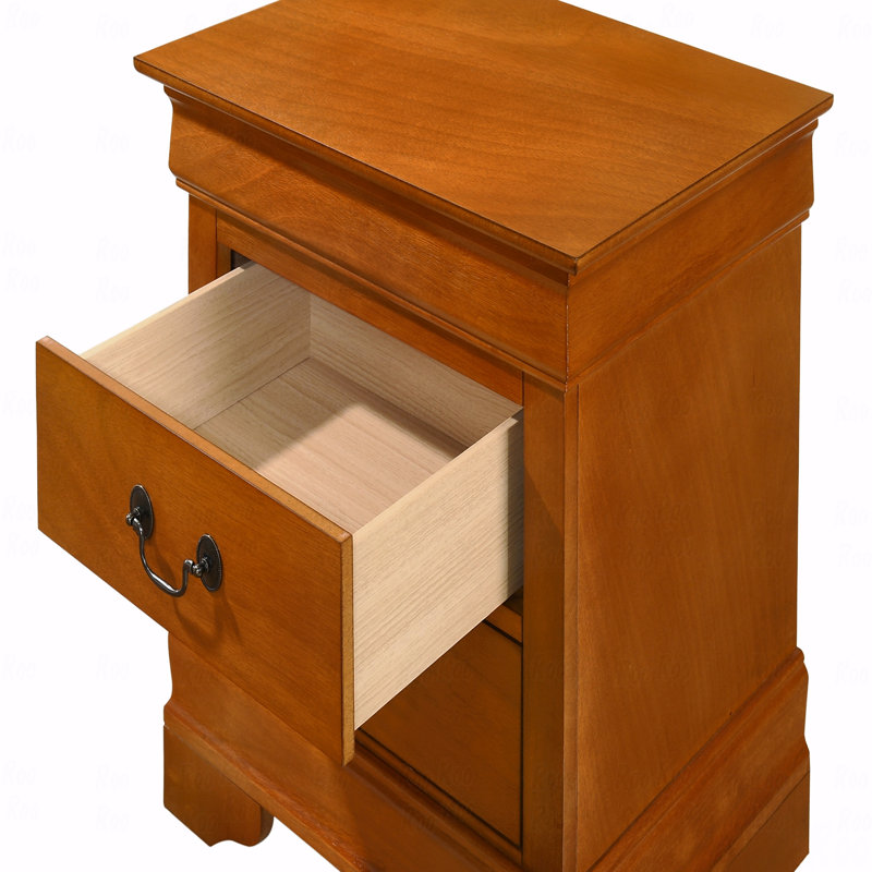 Table de chevet avec 2 tiroirs, Brun