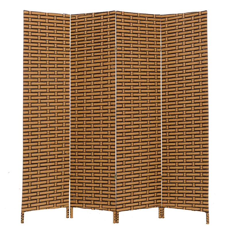 Cloison 4 panneaux en bambou l 70 po x H 70,5 po Teonni, Brown