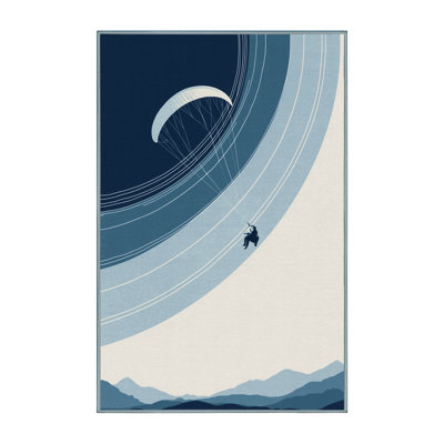 Tapis minimaliste en parachute lavable à la machine en bleu - Reliure bleu ciel