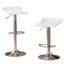Tabourets pivotants réglables contemporains chromés avec siège blanc, ensemble de 2