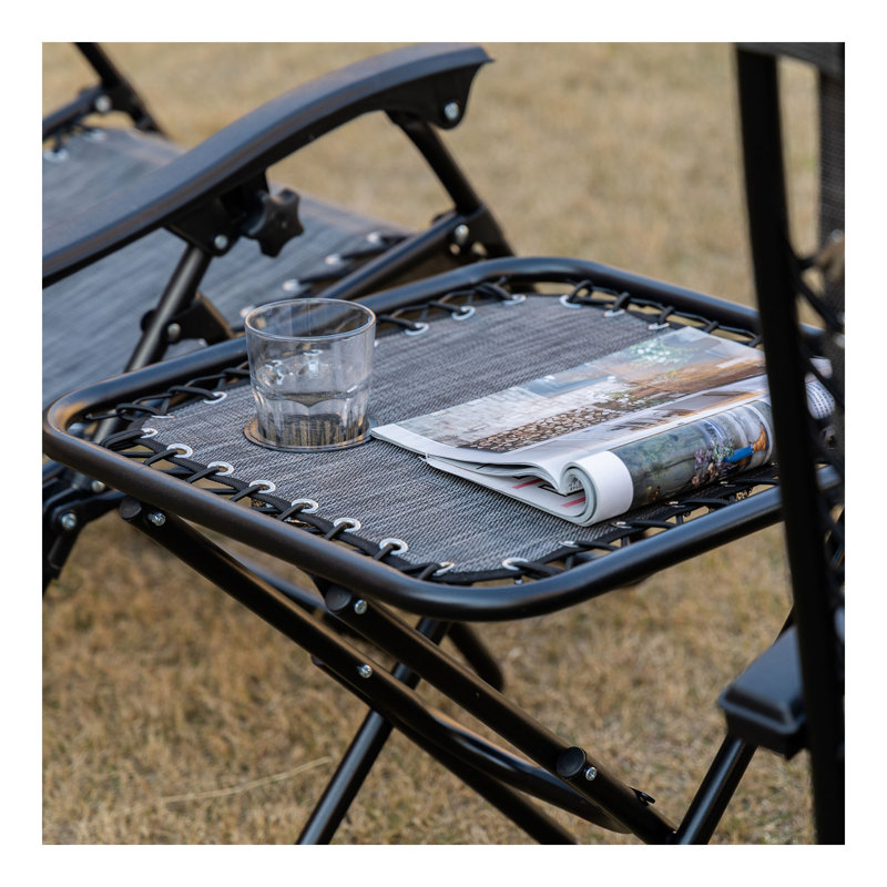 Zero Gravity Chair Set With Side Table, Folding Reclining Chair With Cupholders & Pillows, Adjustable Lounge Chair For Pool, Backyard, Lawn, Beach,