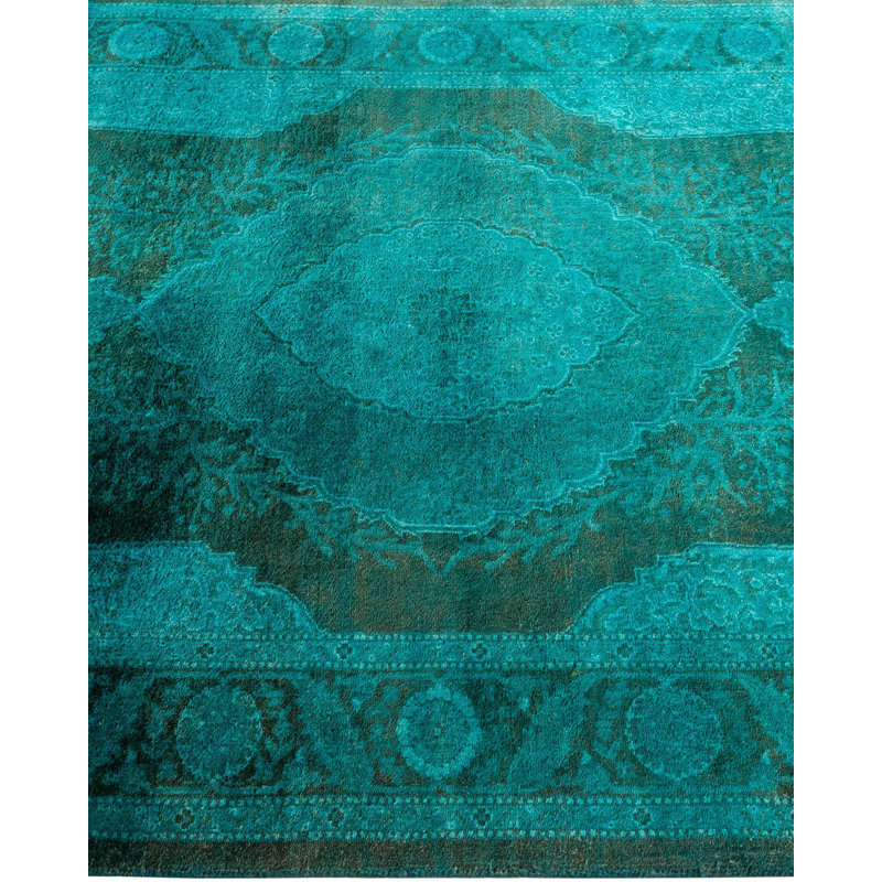 Tapis bleu noué à la main de conception unique Holsworth - bleu