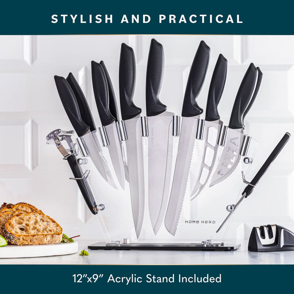 LUXESIT 14 Piece Stainless Steel Knife Block Set