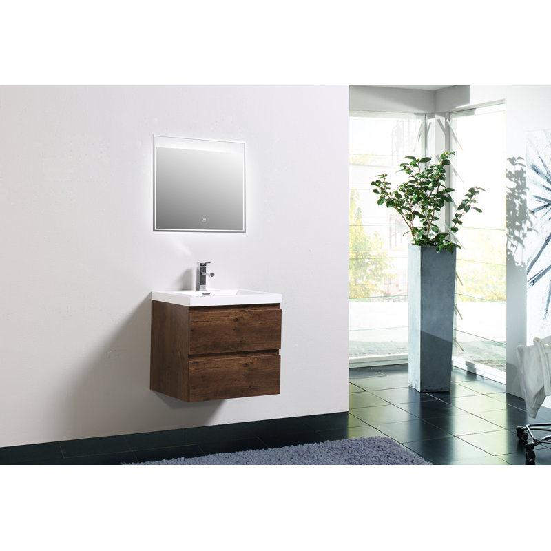 Ensemble de meuble-lavabo simple 24 po Hridhaan, Palissandre