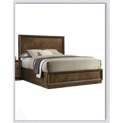 Strong Look Transitional Style 1Pc Bed Walnut Wooden Panel Bedframe High HB Bedroom Furniture
