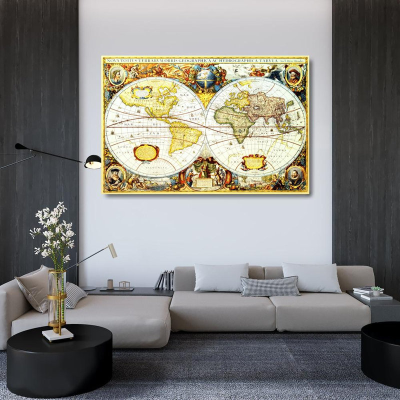 Old World Map, 32" H x 48" W