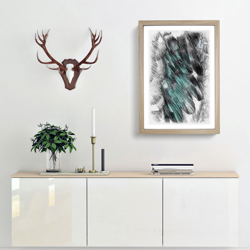 Ruffled Feathers - Single Picture Frame Painting on MDF, Oak Framed, 63cm H x 45cm W x 2cm D