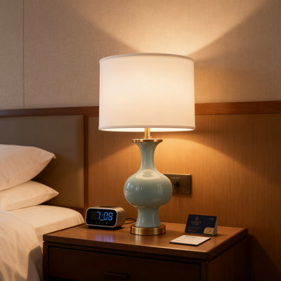 Ceramic Table Lamp For Bedroom Nightstand, Farmhouse Bedside Lamp With Glossy Finish For Living Room, Desk Or End Table, Compact Accent Lighting