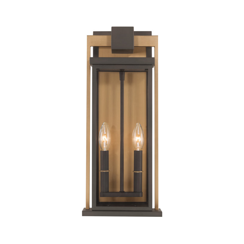 Bronny 8'' Twilight Bronze + Textured Gold Outdoor Sconce, 19.5" H x 8" W x 6.5" D, 2 Lights