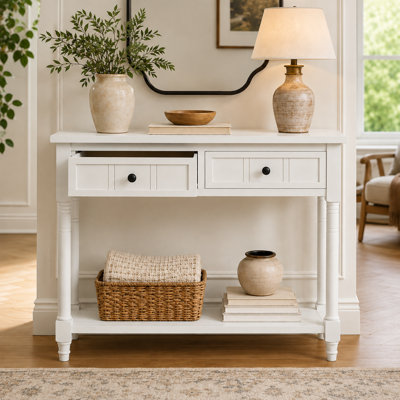 Console Table Traditional Design with Two Drawers and Bottom Shelf