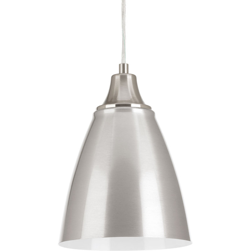 Darryl 1 - Light Single Pendant, Brushed Nickel/Polished White