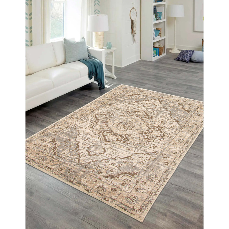 Bloxson Beige Rug, Rectangle 5' x 8'