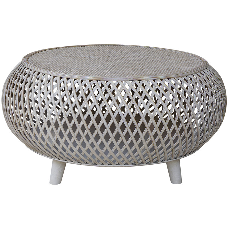 Table basse en rotin Acme, Blanc délavé