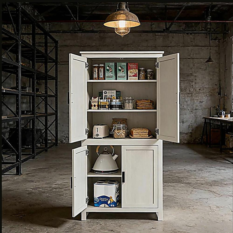 Armoire de rangement autoportante, garde-manger, Blanc