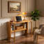 Bureau d'ordinateur pliant en bambou avec rangement caché pour petits espaces, noyer-1686608583-1686608586