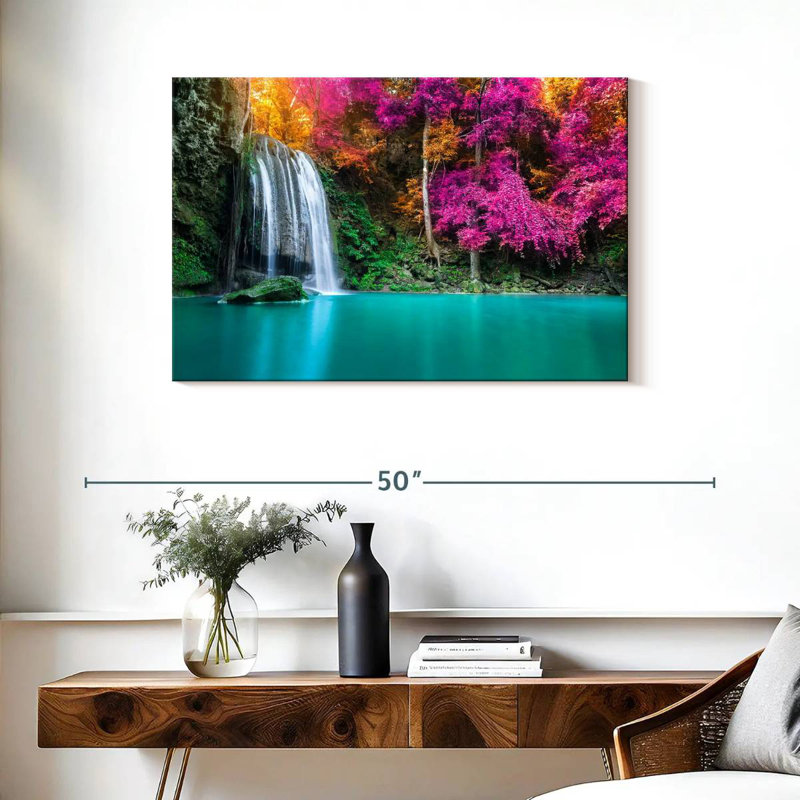 Alvord Erawan Waterfall Autumn Scene, 24" H x 36" W