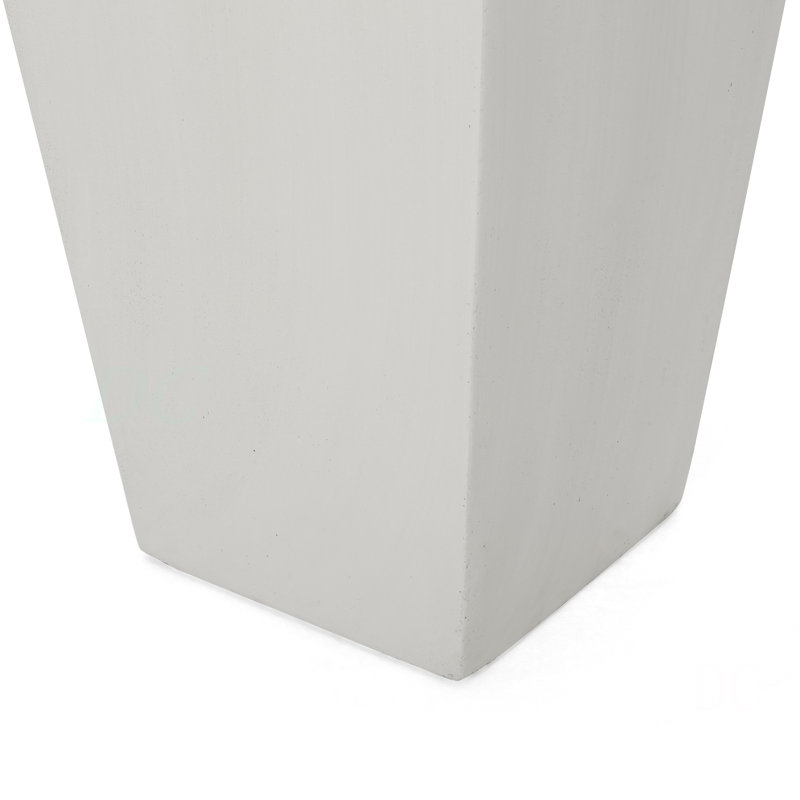 13" X 28.5" Outdoor Modern Cast Stone Planter, 28.53" H x 13.02" W x 13.02" D, Matte White