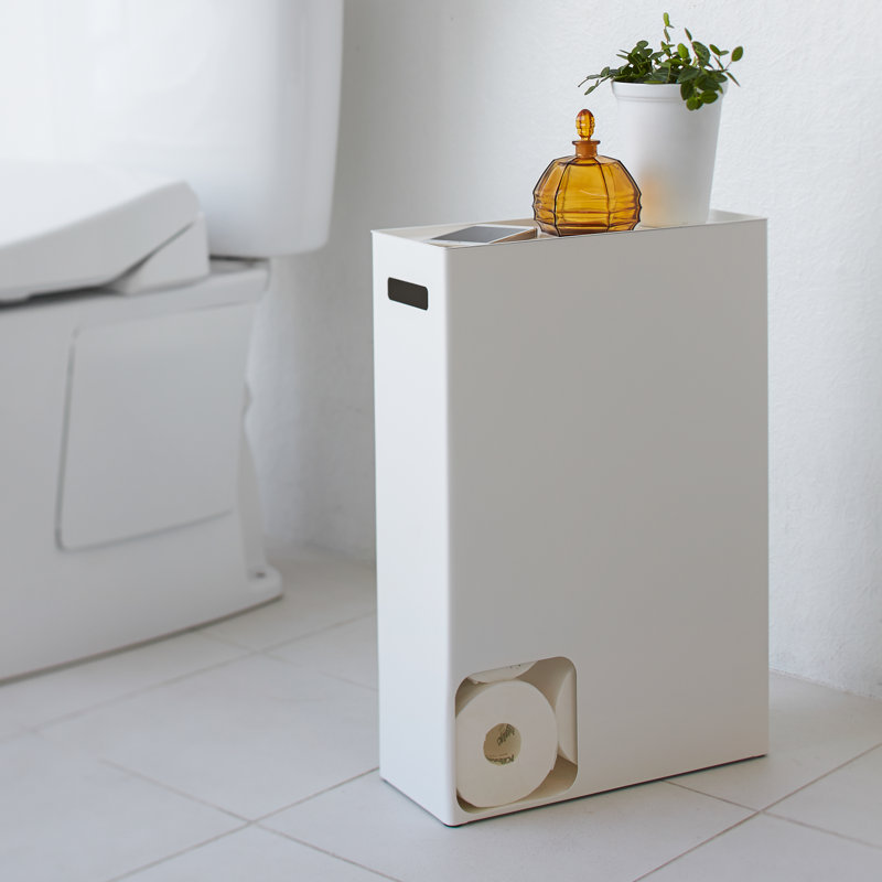 Yamazaki Home Toilet Paper Stocker, Bathroom Storage Organizer Dispenser, Steel, Handles