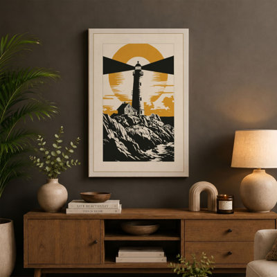 Lighthouse on the Peak Geometric - Wrapped Canvas