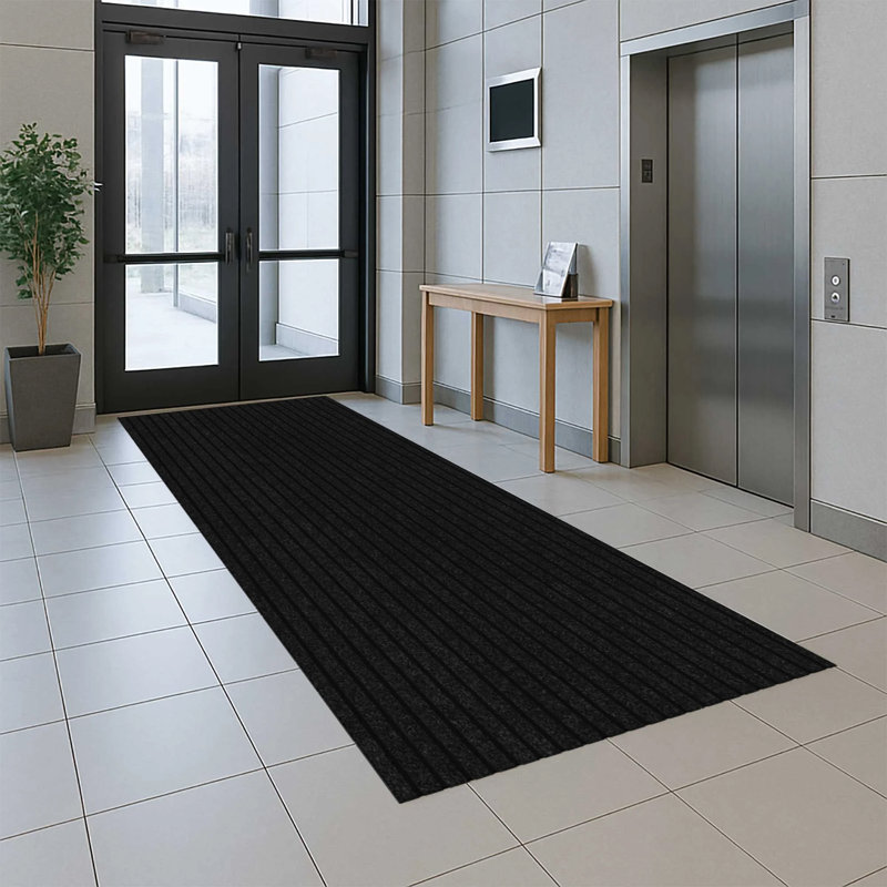 Heavy-Duty Utility Runner Rug Mat – 24 in. Wide x Custom Length - Slip Resistant Rubber Backing , All-Weather, Absorbent, Dirt-Trapping, Kid and Pet Safe, Easy To Trim for Entryways and High-Traffic Areas, Charcoal Gray