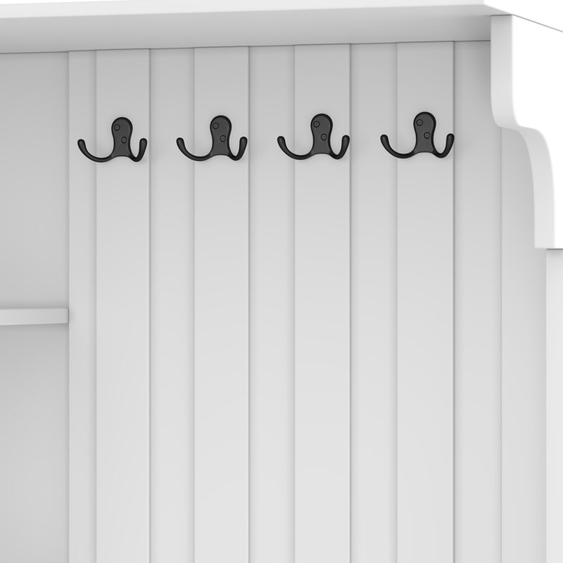 Multifunctional Left-Right Combination Hall Cabinet  With Storage And 4 Hooks, Antique Blue