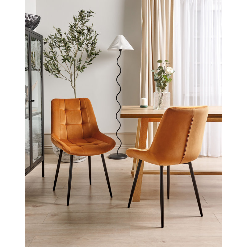 Abygale Tufted Upholstered Full Back Side Chair, Orange