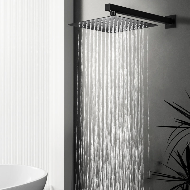 10" Bathroom Luxury Rain Shower Head With Shower Arm,Wall Mounted,Stainless Steel (Without Shower Valve), Matte Black