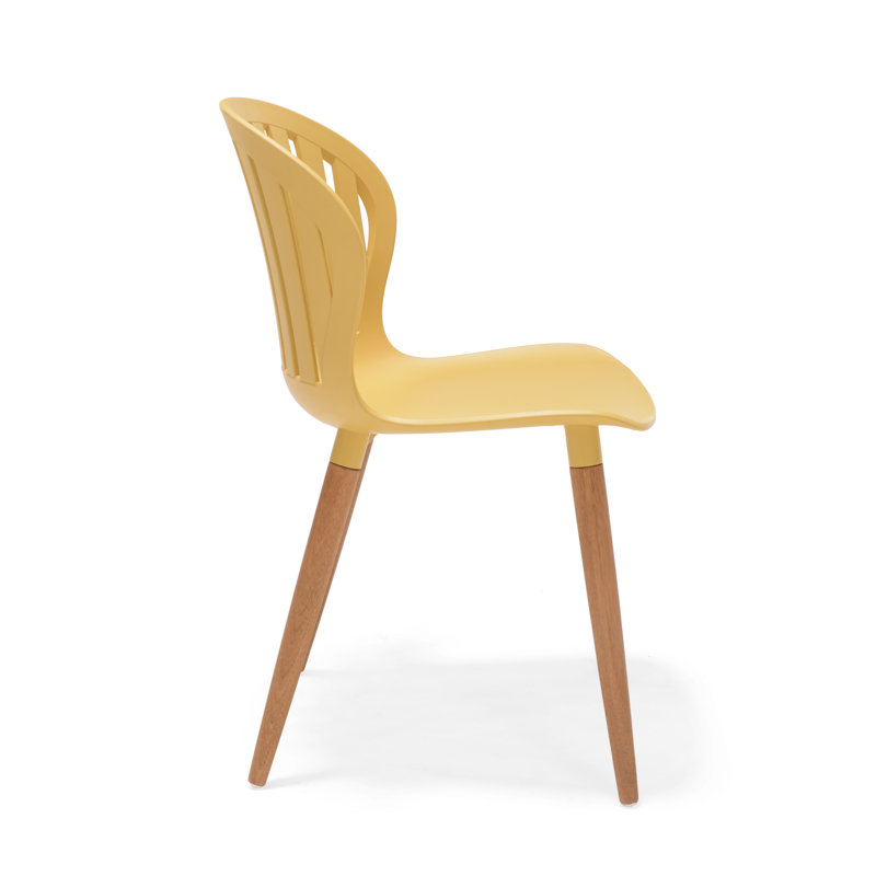 LifestyleGarden Fiji 2pc Outdoor Patio FSC Wood and Resin Dining Green Side Chairs, Yellow
