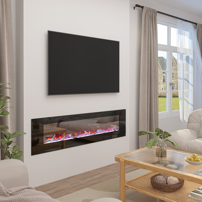 72"W Wall-Mounted Electric Fireplace