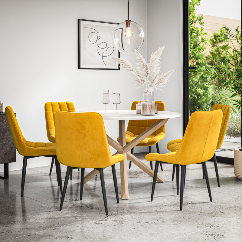 Darcus 6 - Person Dining Set, Oak/Mustard