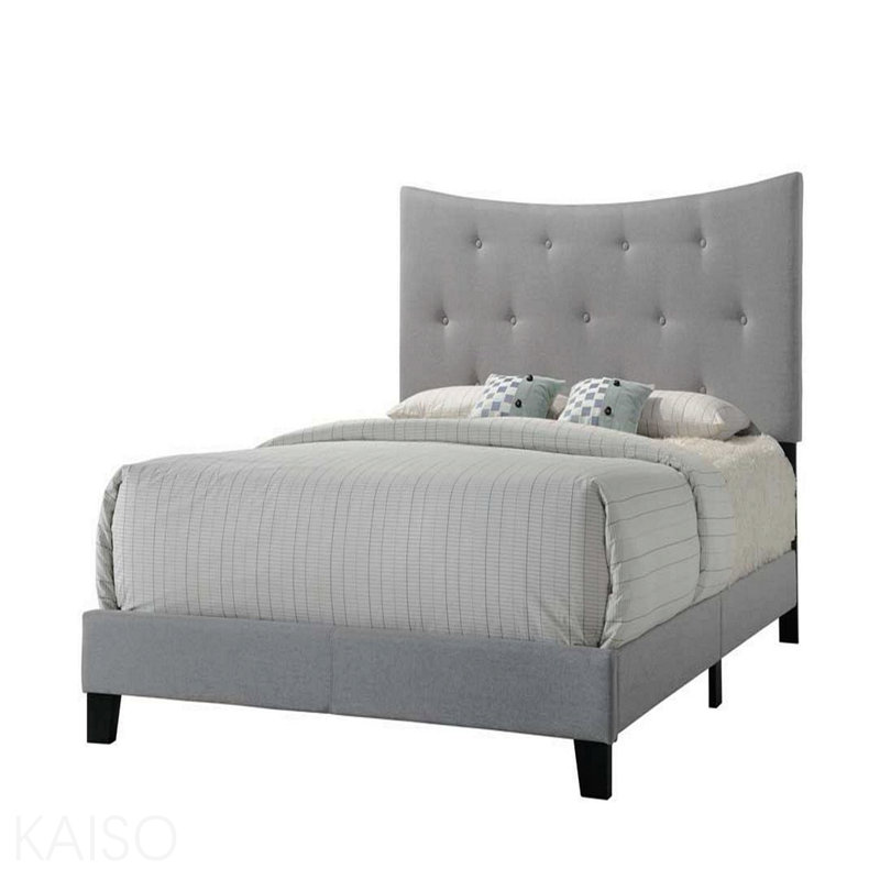 Grand lit en tissu gris Venacha