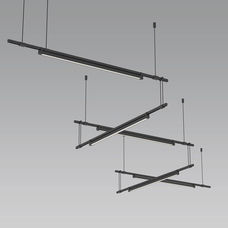 Suspenders 5 - Light Aluminum Dimmable LED Linear Chandelier