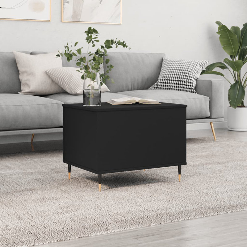Dumond Coffee Table 90x44.5x45 cm Engineered Wood, Black, 45 cm H x 60cm L x 44.5cm W
