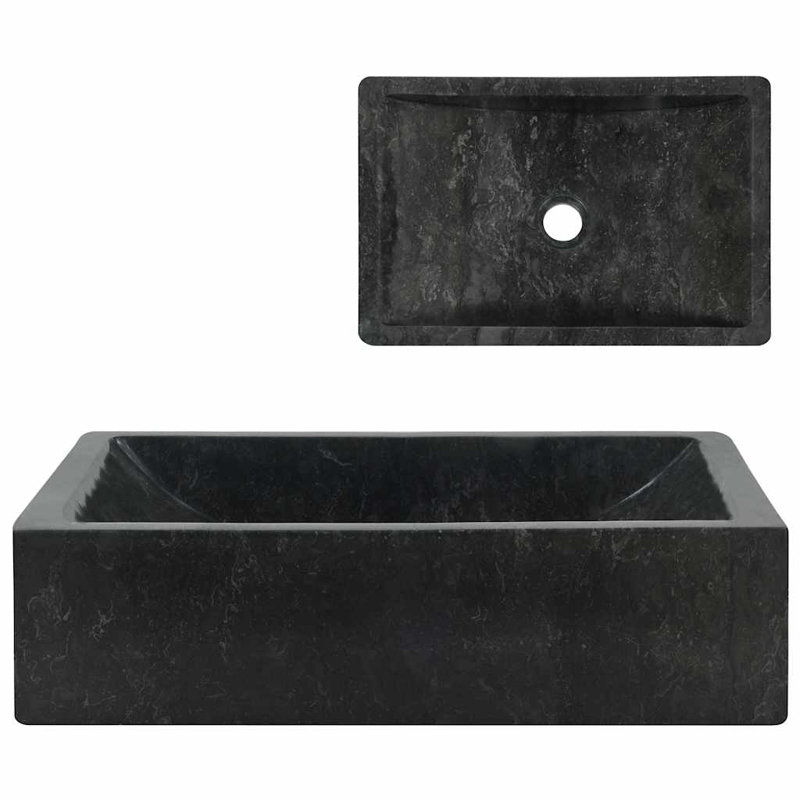 Bathroom Basin, Vessel Sink, Handmade, Naturally Varied Color Tone, Black, 17.7''x11.8'', Marble, Black