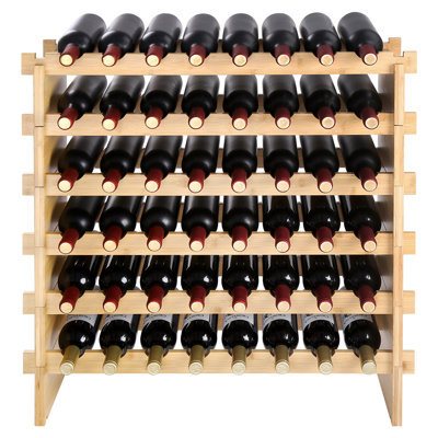 Présentoir à vin empilable à 6 niveaux pour 48 bouteilles, idéal pour les collectionneurs. Contenance : 750 ml. Parfait pour les amateurs de champagne. Design élégant avec une grande surface de rangement.