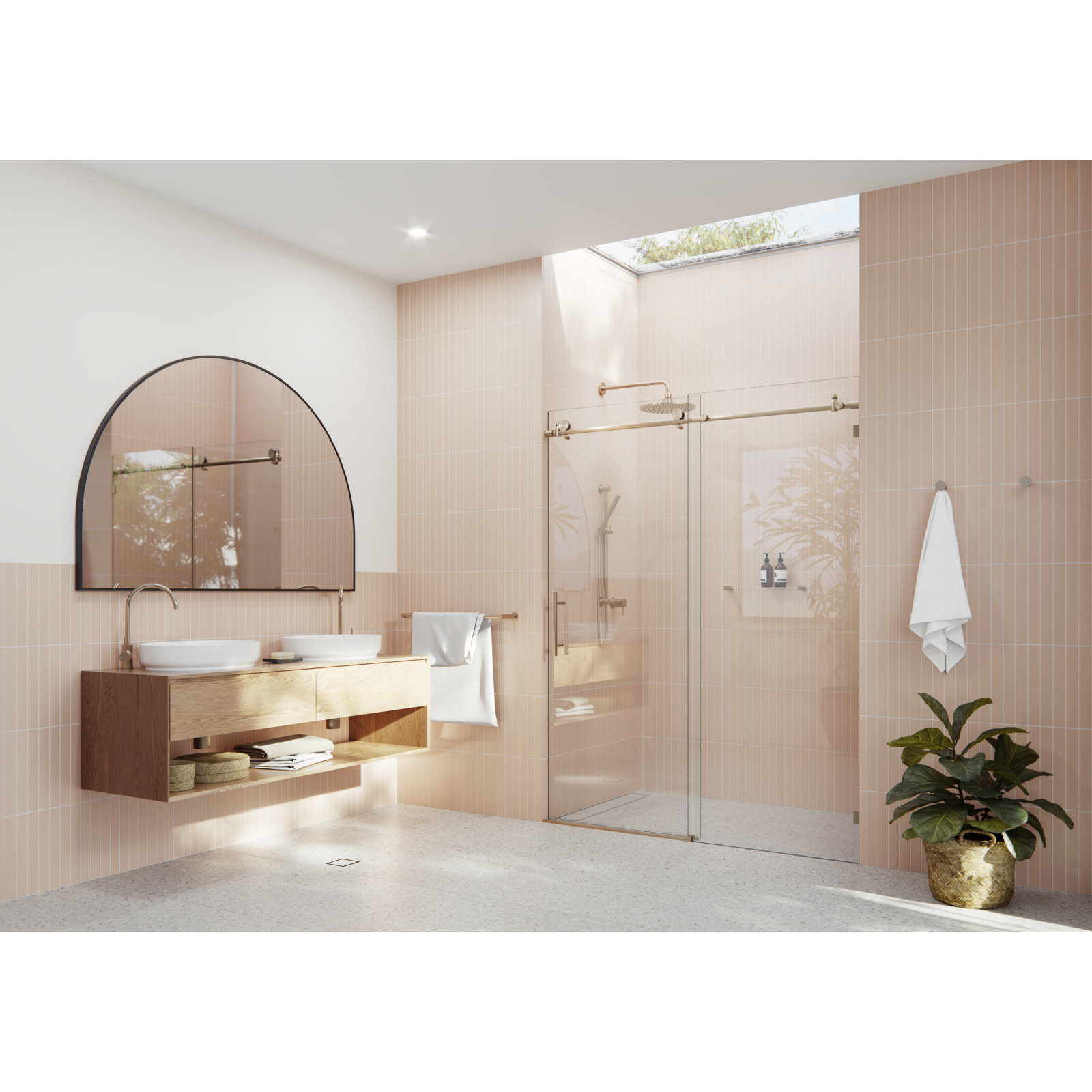 Eclipse 60" Frameless Sliding Shower Door, Brushed Bronze