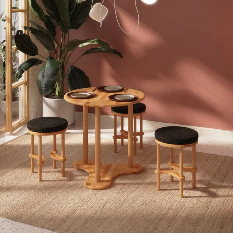 Latexo Round Dining Table, Solid Beech Wood Modern Kitchen Table for Small Spaces