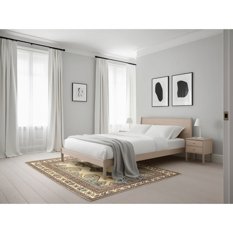 Tapis traditionnel gris / beige, Rectangle 5 pi x 7 pi
