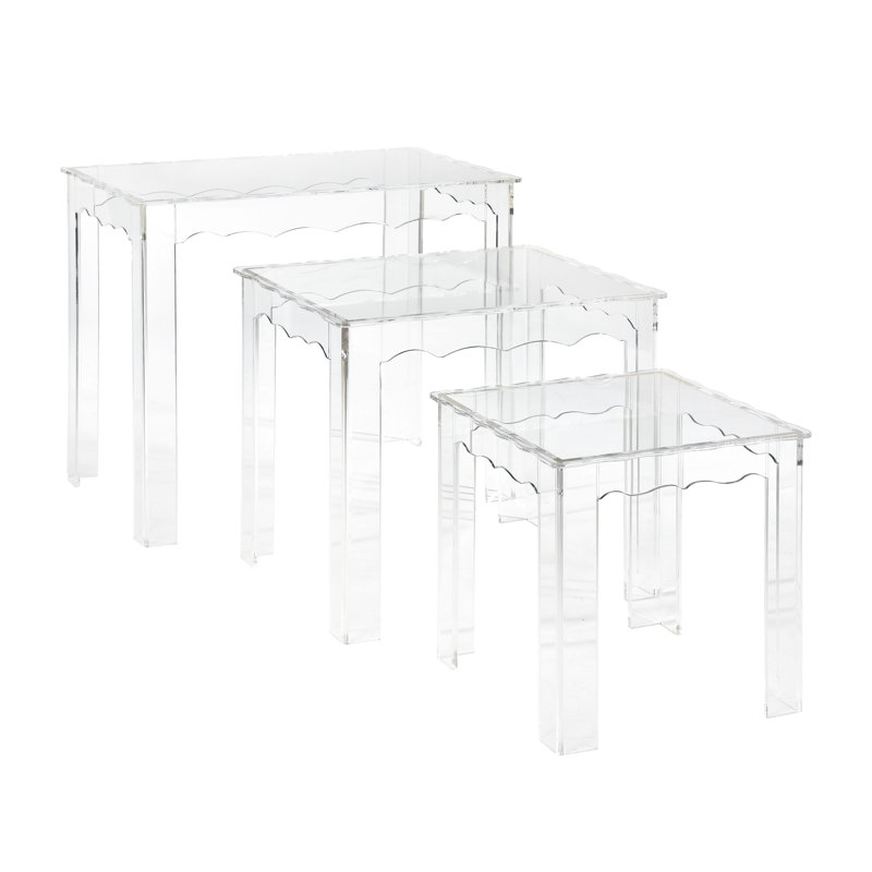 Ensemble de 3 tables gigognes carrées transparentes Truett