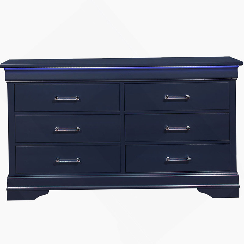 Commode horizontale en bois manufacturé avec 6 tiroirs