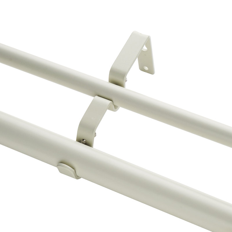 Tringle à rideaux double ajustable Devingo, 28” – 48”, Blanc patiné