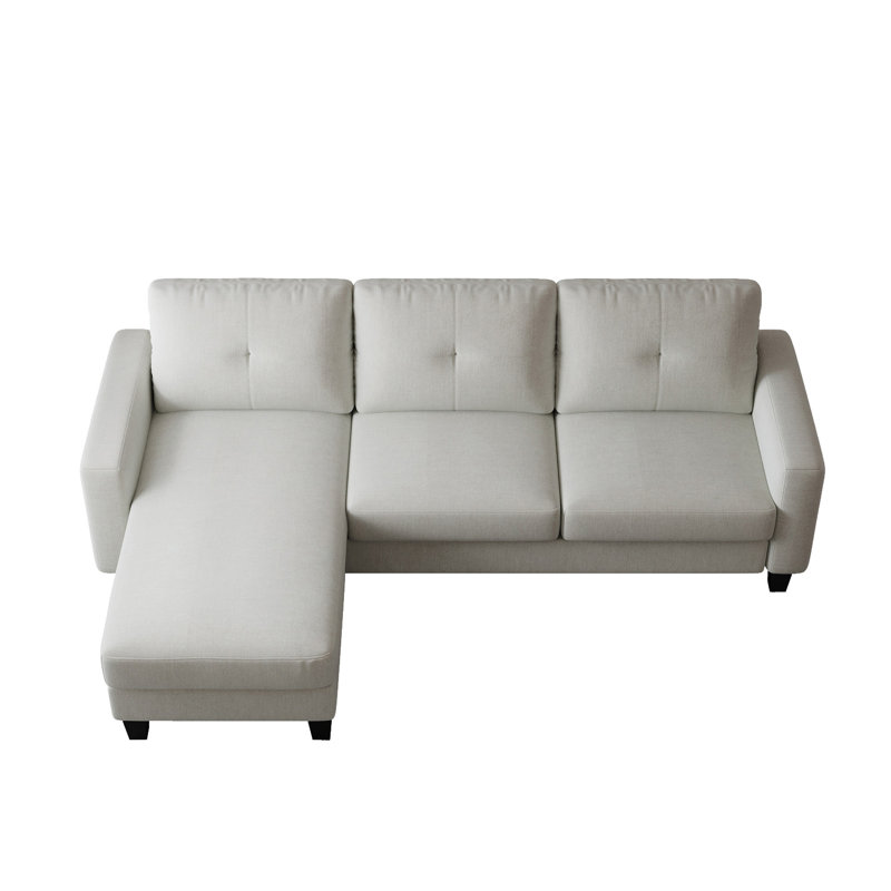 Matteus Upholstered Sectional Left Hand Facing, Beige Polyester