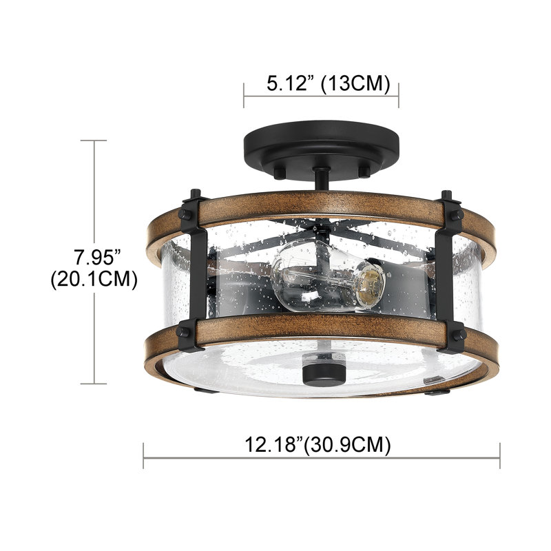 Duyen 2 - Light Seeded Glass Semi Flush Mount